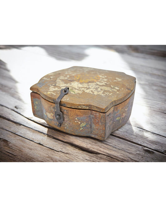Vintage Wooden Storage Box Original Old Hand Crafted Painted