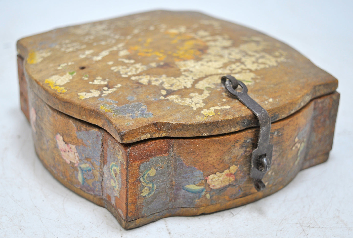 Vintage Wooden Storage Box Original Old Hand Crafted Painted