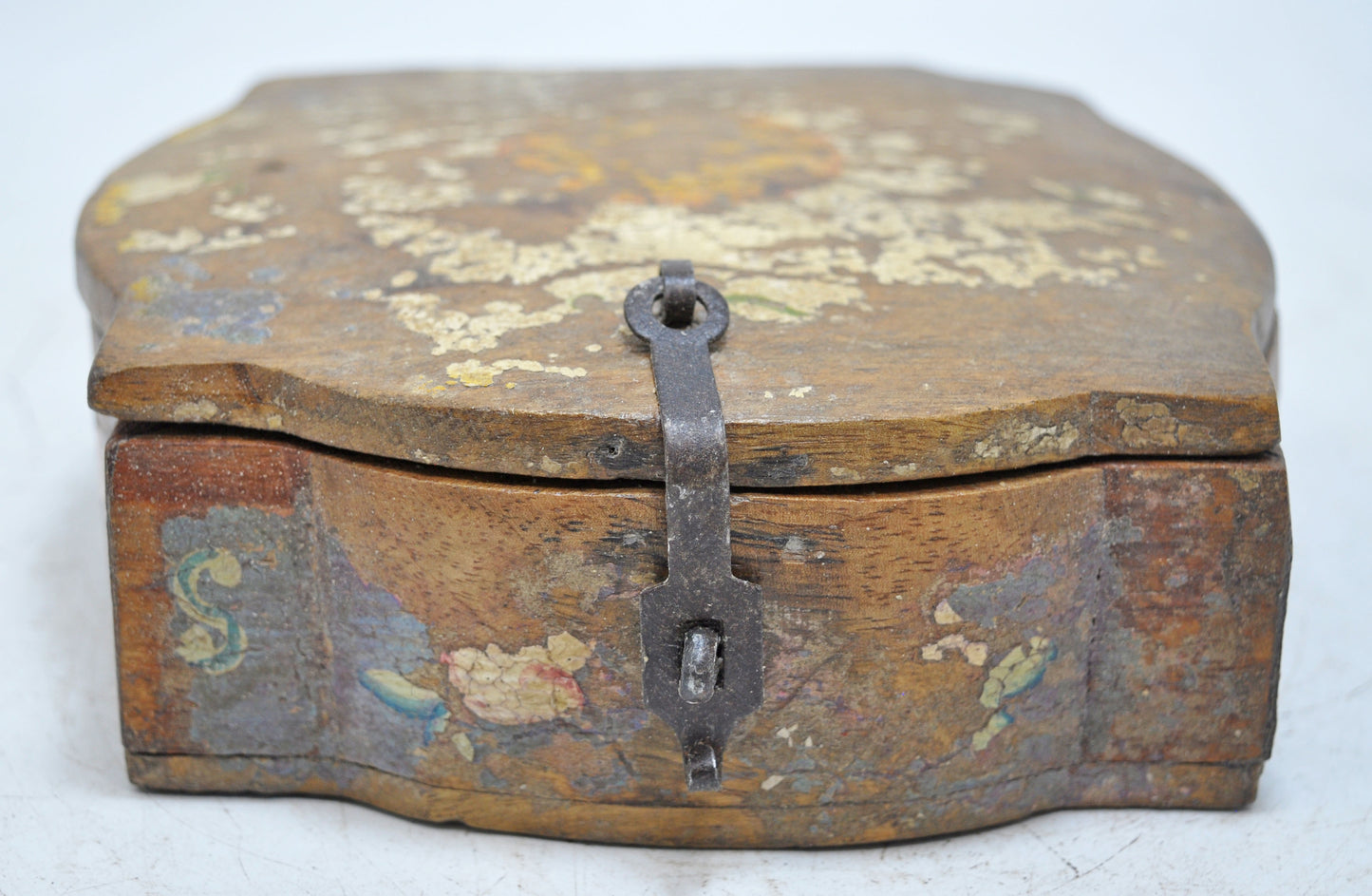 Vintage Wooden Storage Box Original Old Hand Crafted Painted