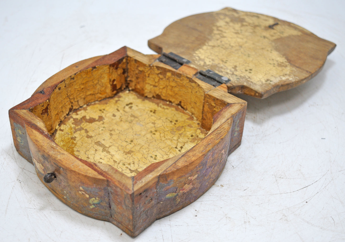 Vintage Wooden Storage Box Original Old Hand Crafted Painted