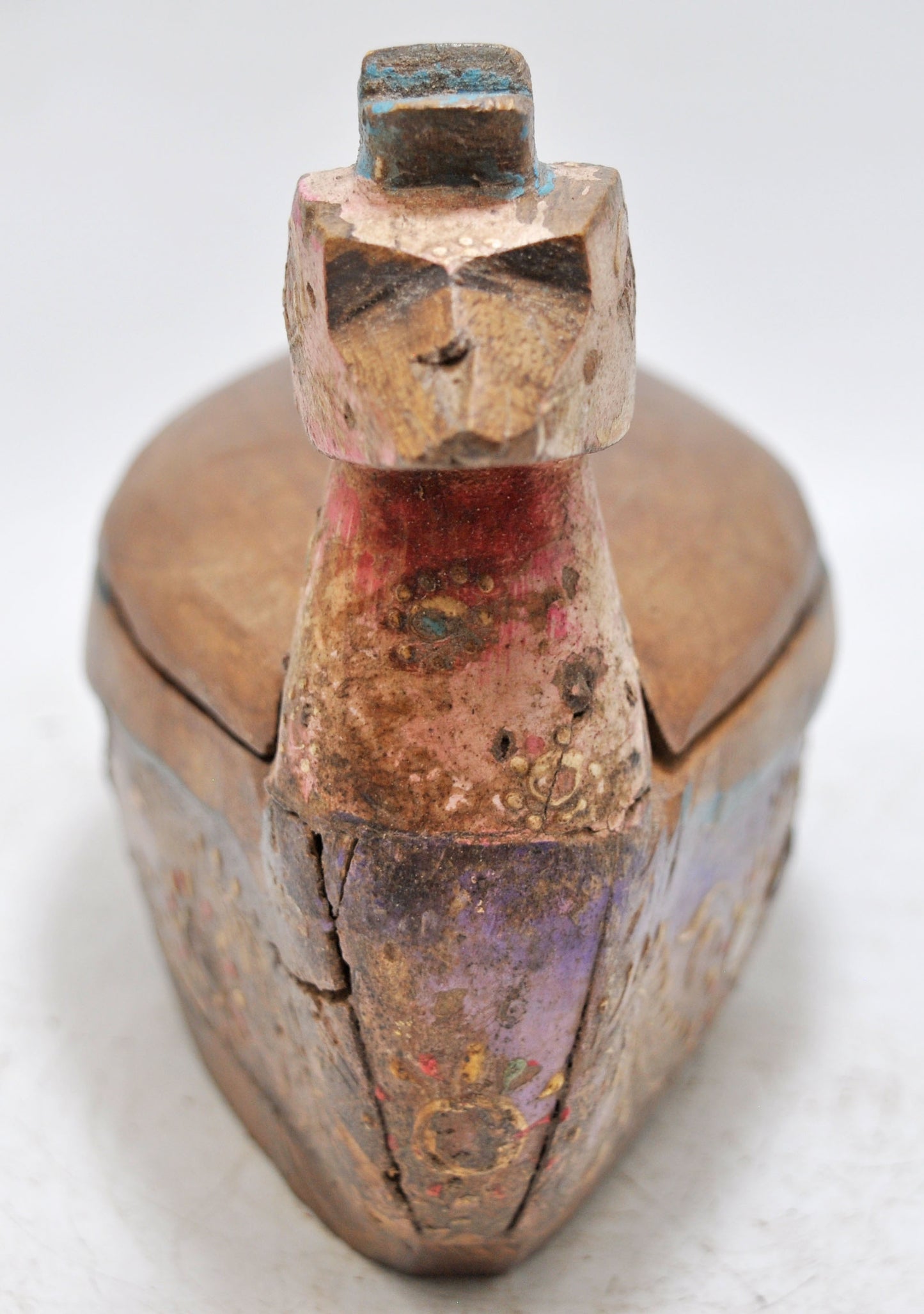 Antique Wooden Bird Shaped Spice Box Original Old Hand Carved