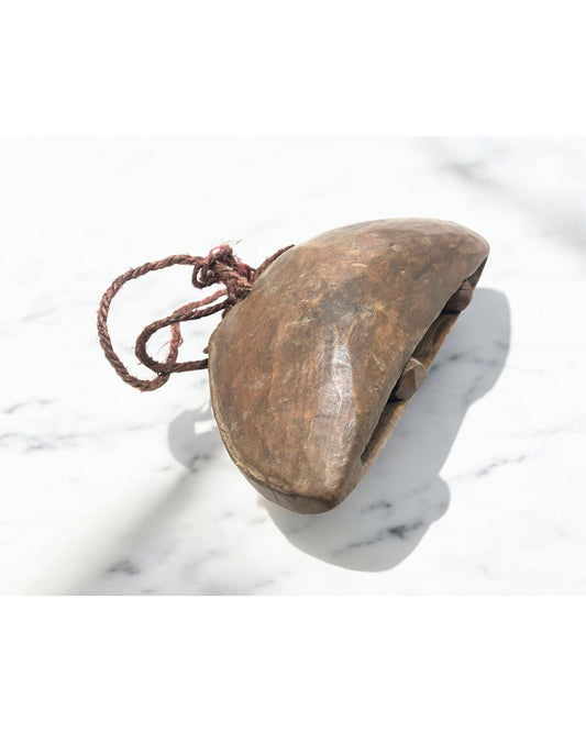 Antique Wooden Animals' Hanging Cow Bell Original Old Hand Carved