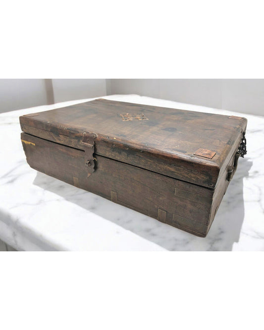 Antique Wooden Merchants' Cash Chest Box Original Old Hand Crafted