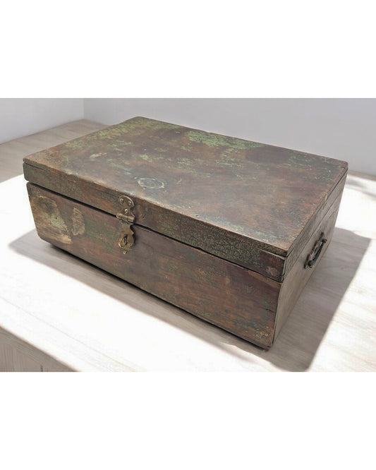 Antique Wooden Merchants' Cash Chest Box Original Old Hand Crafted