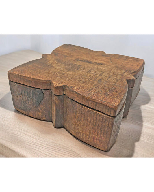 Antique Wooden Kitchenware Spice Box Original Old Hand Carved