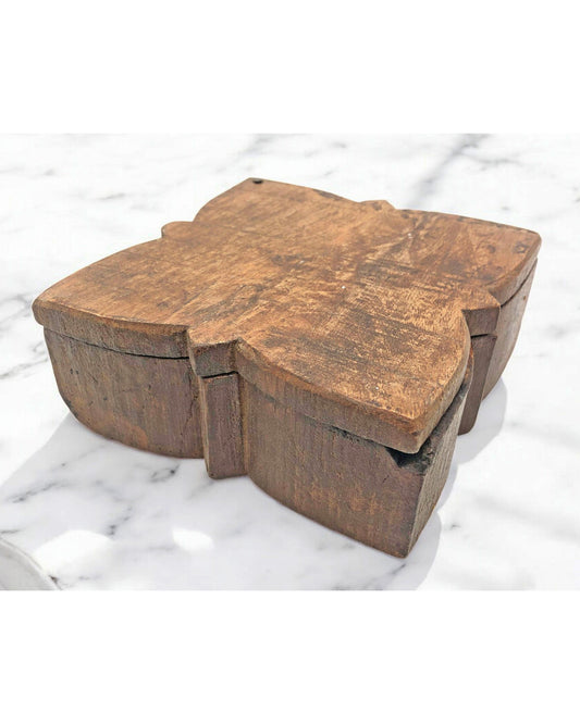 Antique Wooden Kitchenware Spice Box Original Old Hand Carved