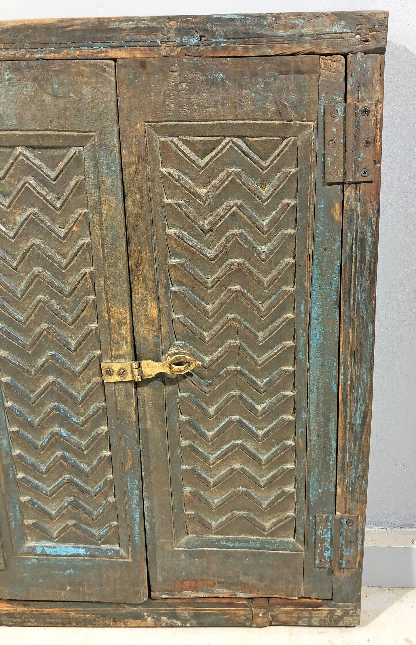 Antique Wooden Wall Décor Window Panel Frame Original Old Hand Crafted Rustic Painted