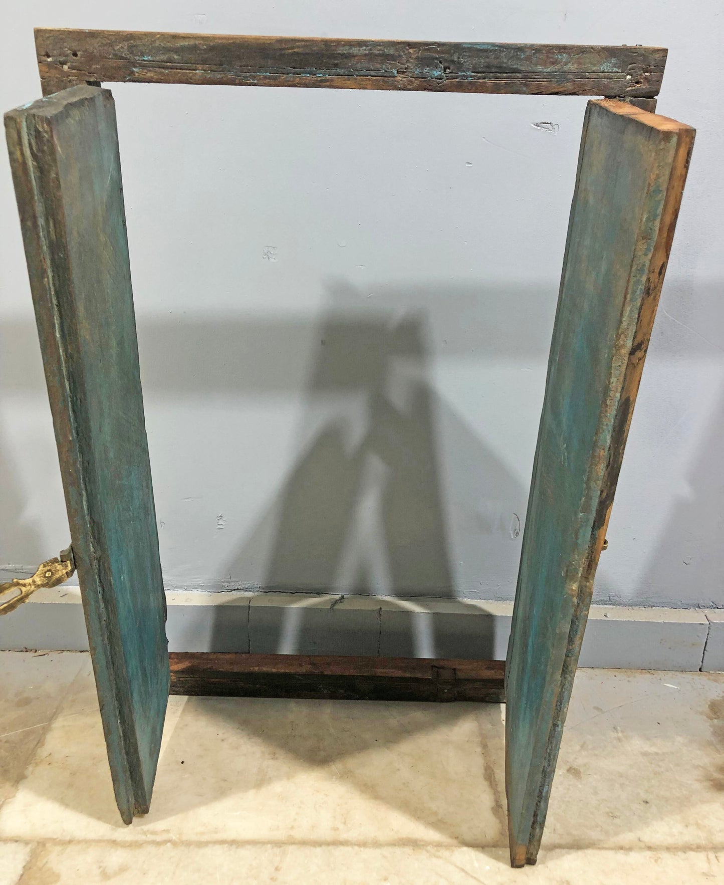 Antique Wooden Wall Décor Window Panel Frame Original Old Hand Crafted Rustic Painted