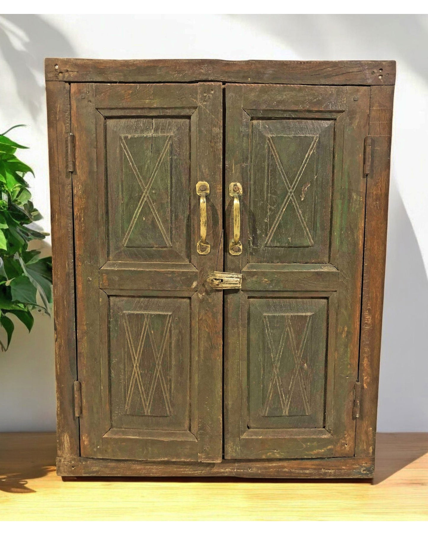 Antique Wooden Wall Décor Window Panel Frame Original Old Hand Crafted Rustic Painted