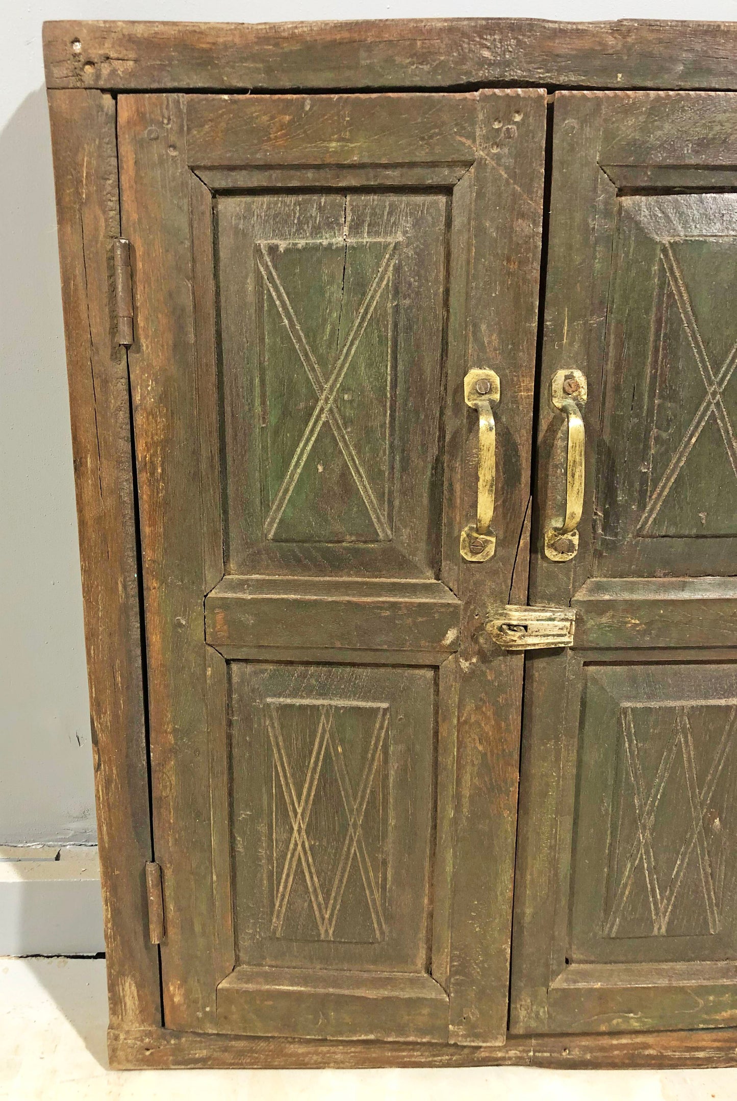 Antique Wooden Wall Décor Window Panel Frame Original Old Hand Crafted Rustic Painted