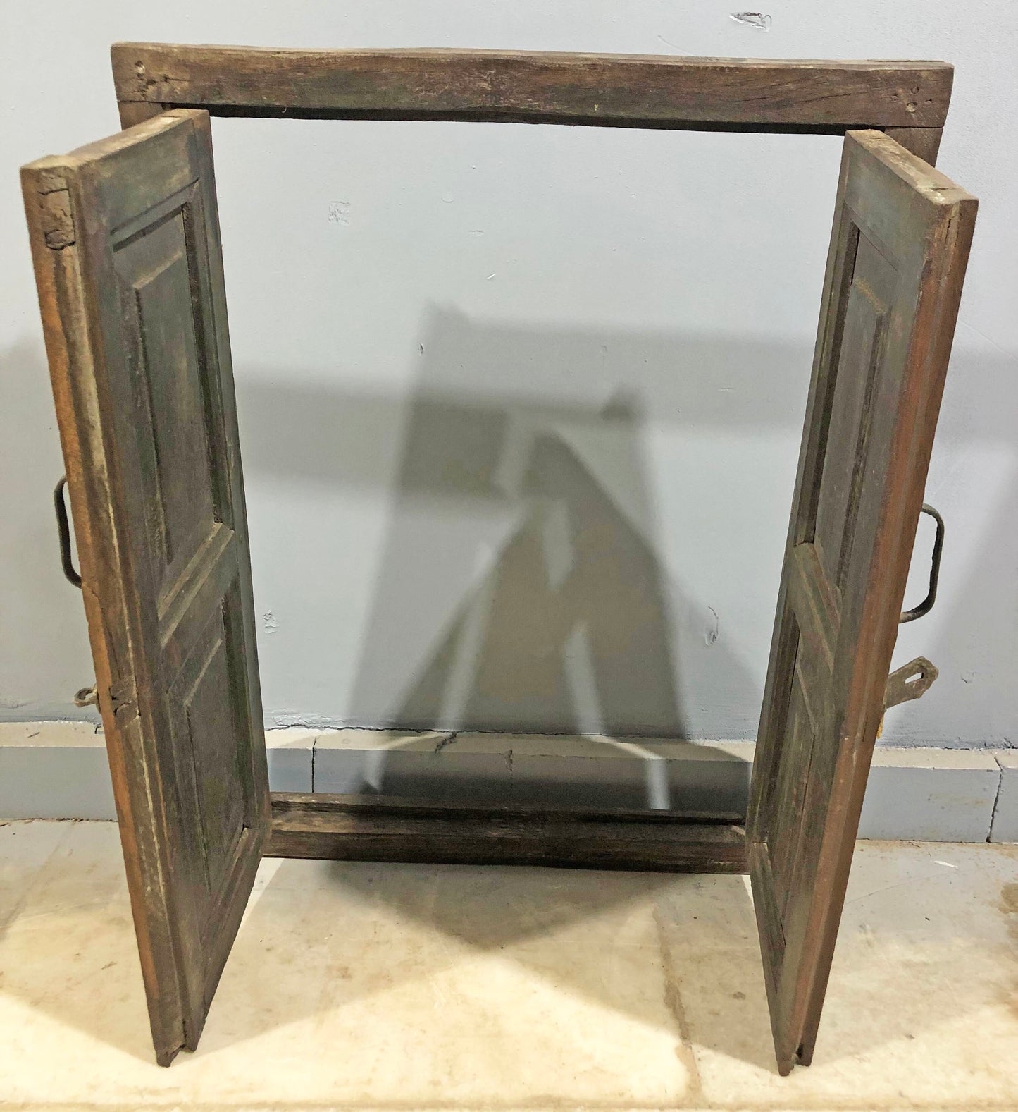 Antique Wooden Wall Décor Window Panel Frame Original Old Hand Crafted Rustic Painted