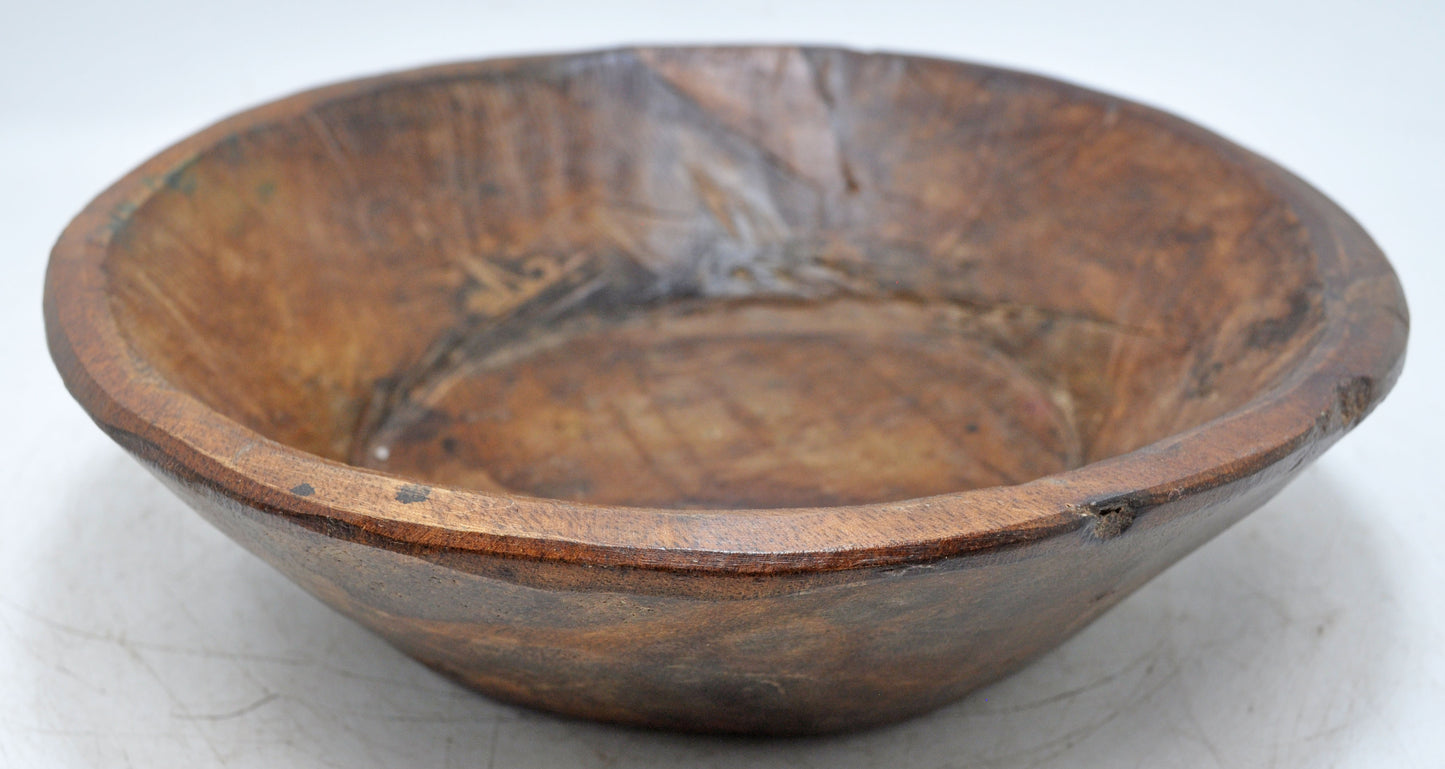 Antique Wooden Dough Kneading Parat Bowl Original Old Hand Carved