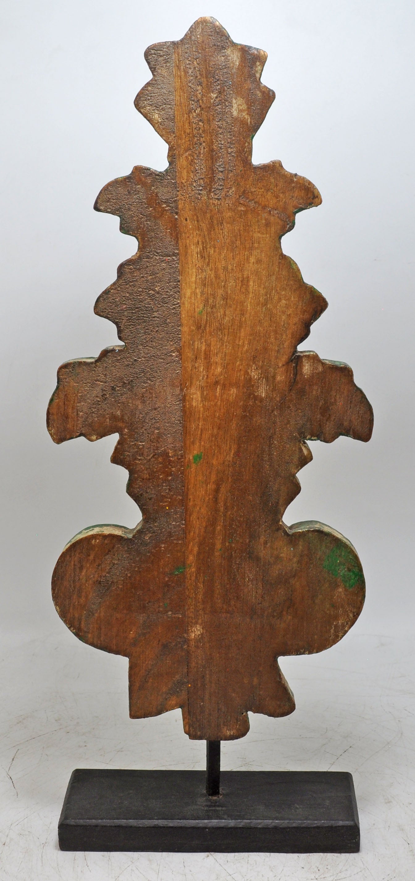 Hand Carved Wooden Floral Carving Panel Plaque Green Rustic Painted