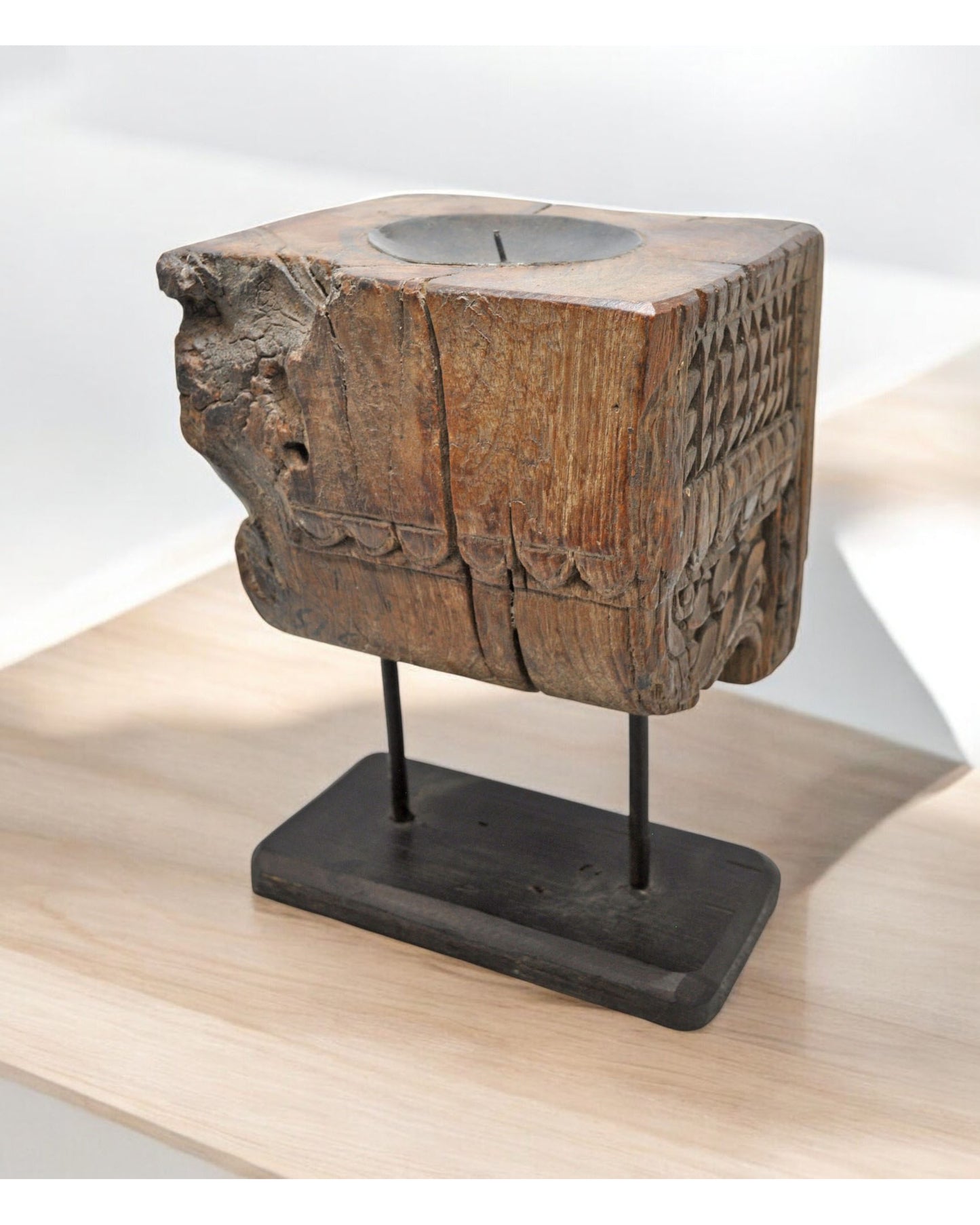 Antique Wooden Architectural Bracket Carving Candle Holder Original Old Fine Carved