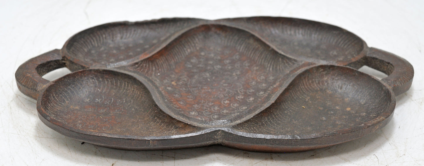 Antique Wooden Small Serving Tray Original Old Fine Hand Carved