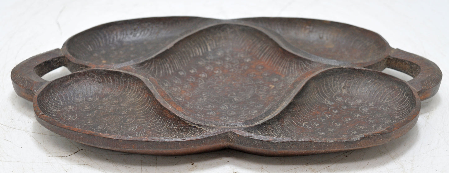 Antique Wooden Small Serving Tray Original Old Fine Hand Carved