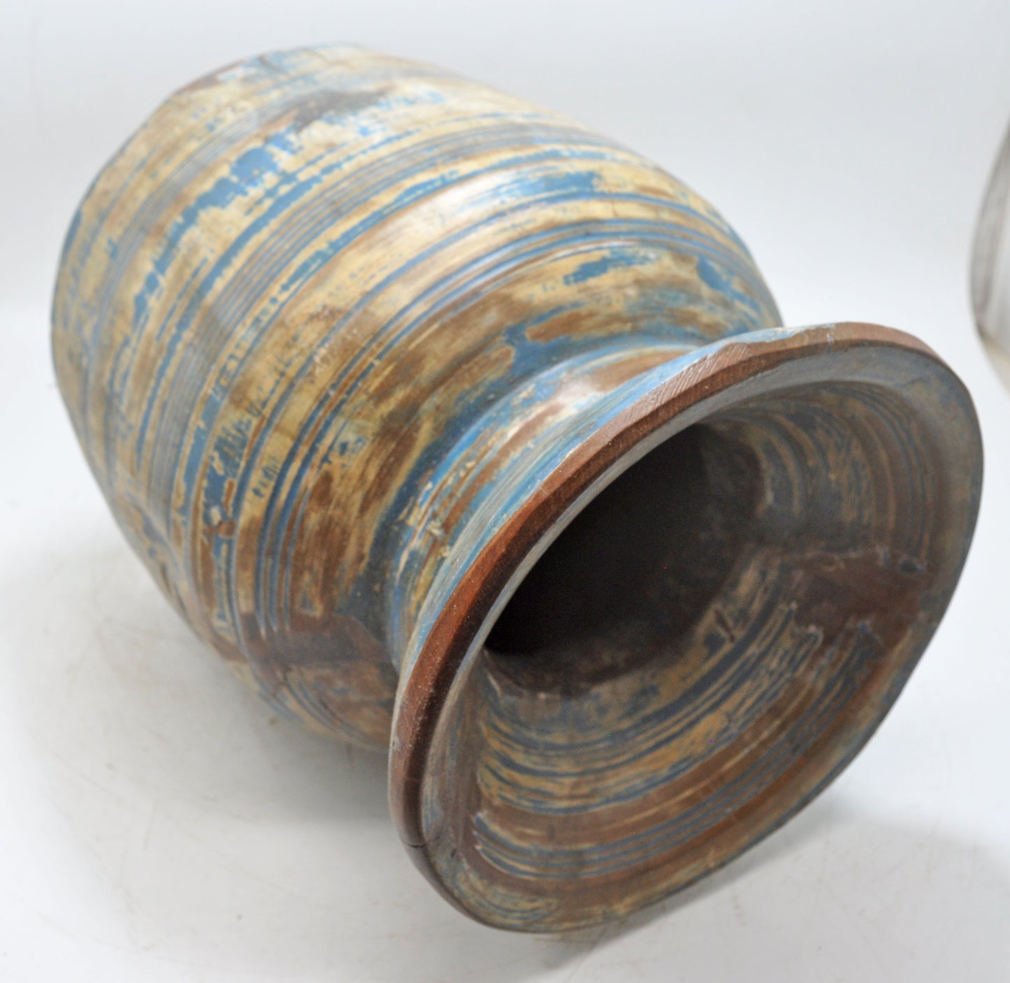 Antique Wooden Himalayan Water Pot Matka Original Old Hand Carved