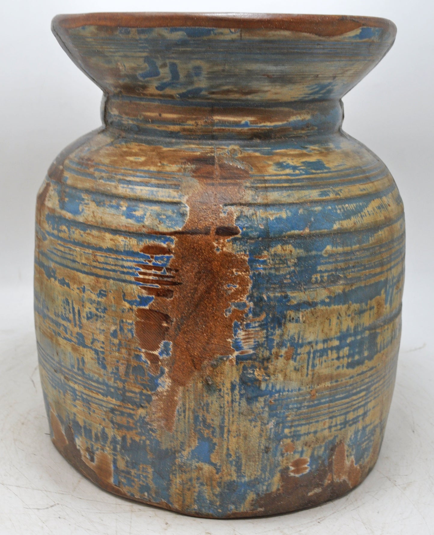 Antique Wooden Himalayan Water Pot Matka Original Old Hand Carved