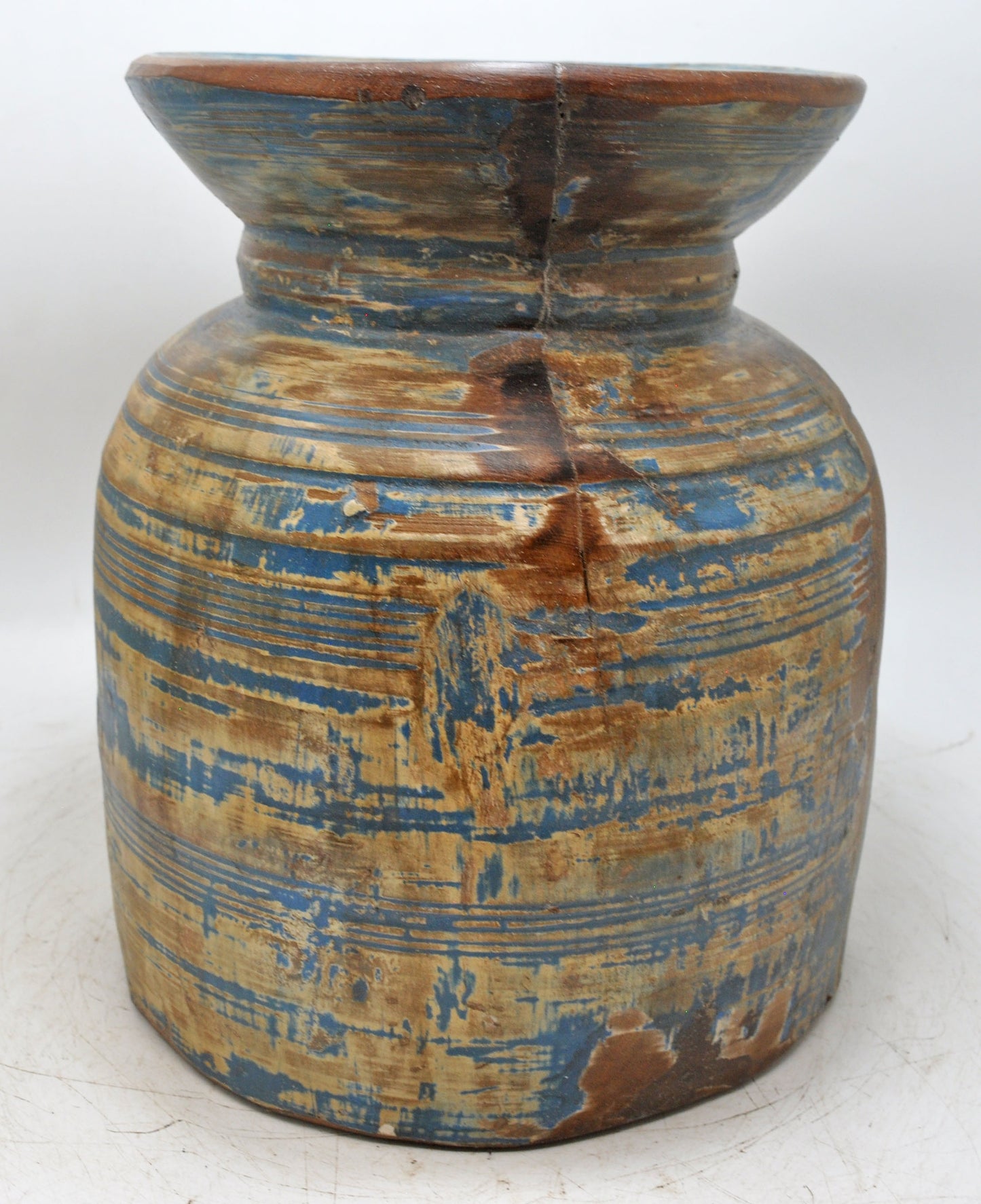 Antique Wooden Himalayan Water Pot Matka Original Old Hand Carved