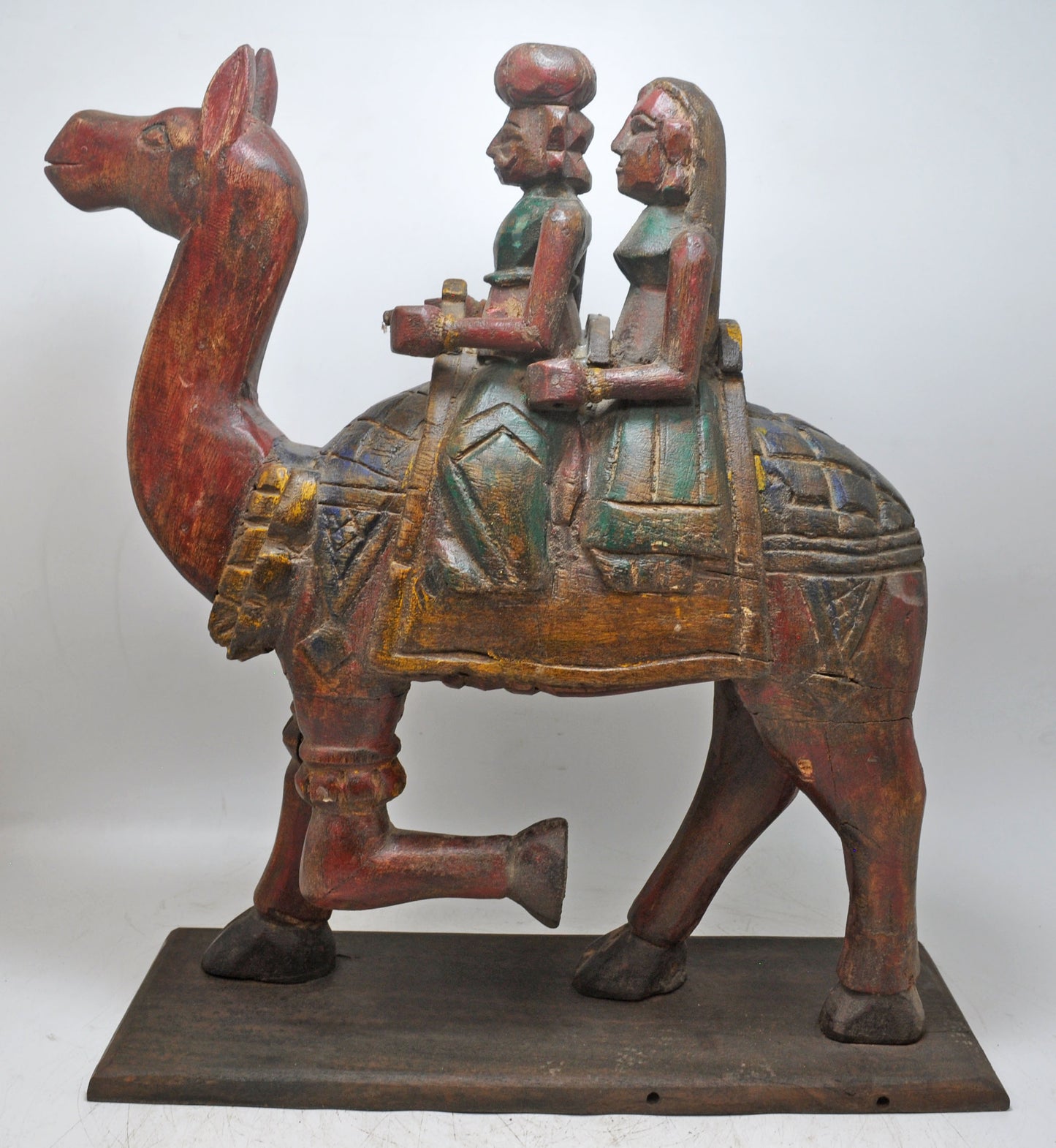 Antique Wooden Camel With Riders Figurine Original Old Very Fine Hand CarvedAntique