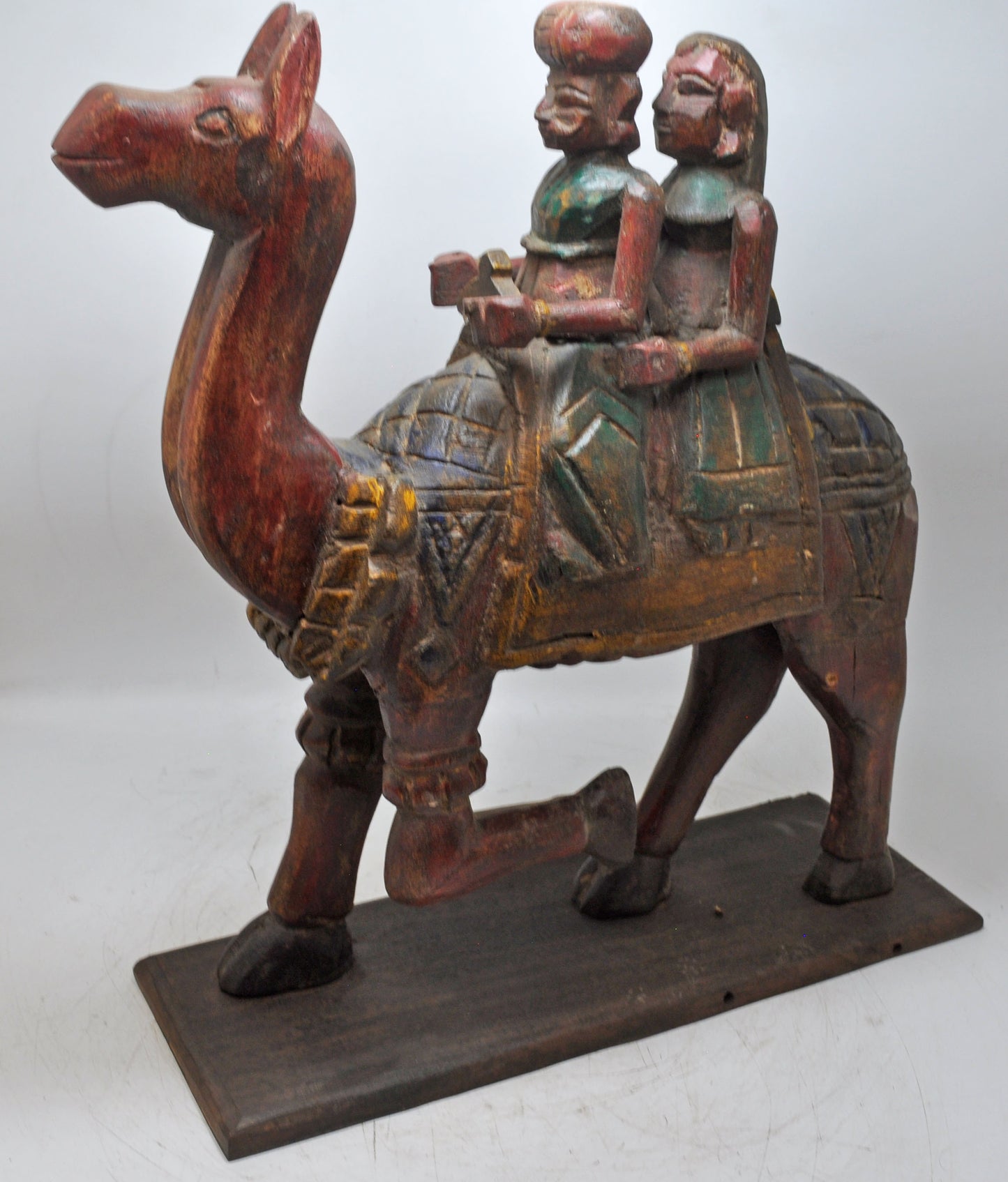 Antique Wooden Camel With Riders Figurine Original Old Very Fine Hand CarvedAntique