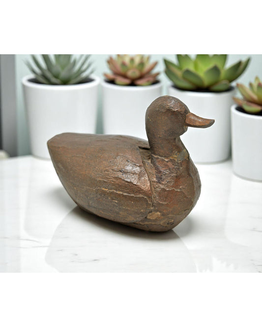 Vintage Wooden Duck Bird Figurine Original Old Hand Carved