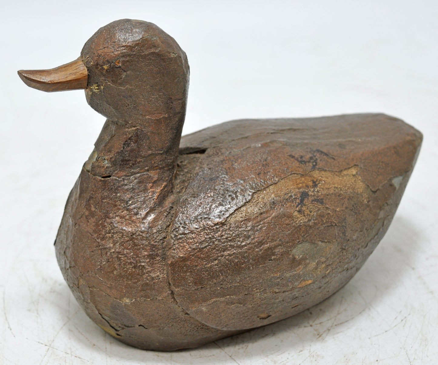 Vintage Wooden Duck Bird Figurine Original Old Hand Carved