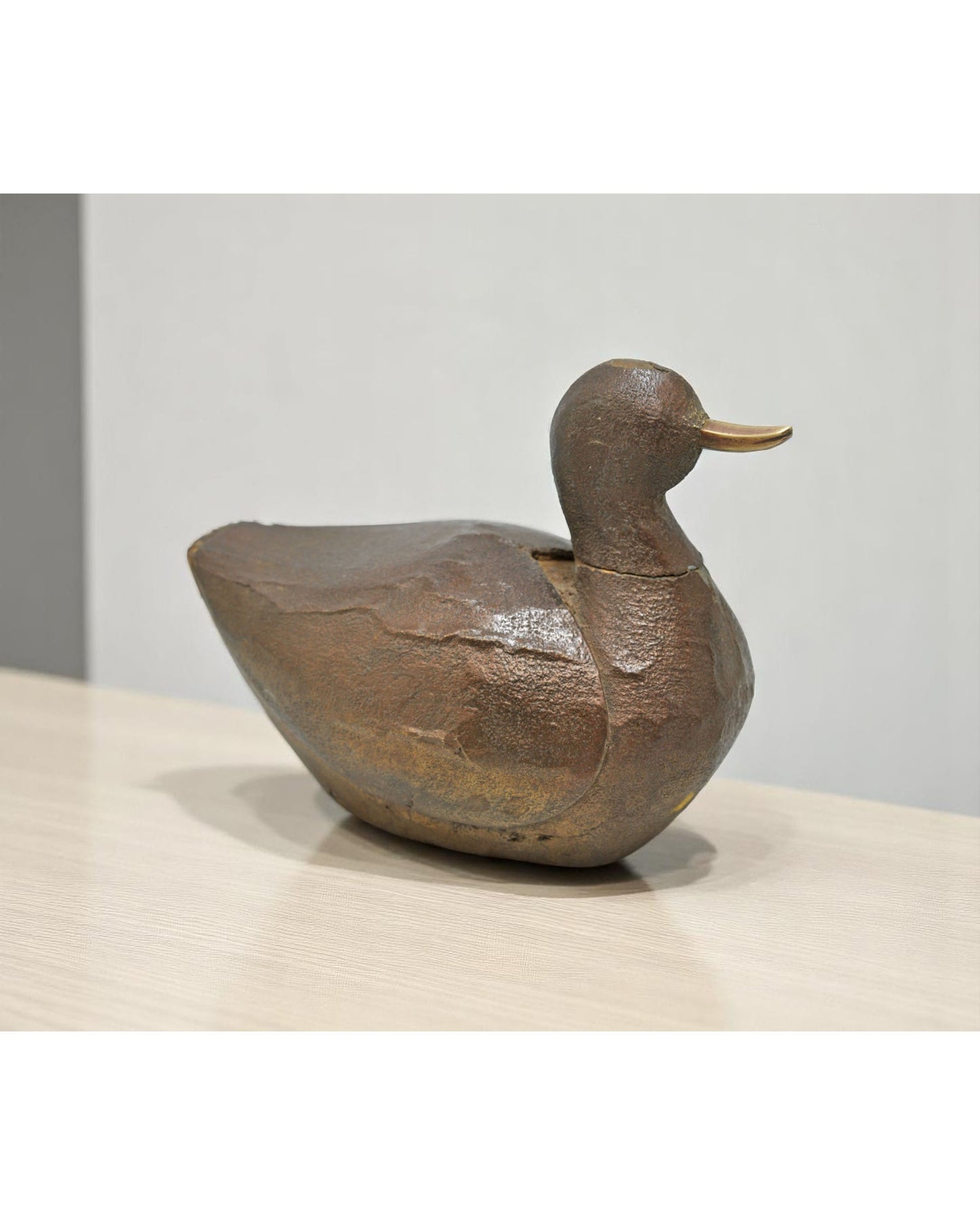 Vintage Wooden Duck Bird Figurine Original Old Hand Carved