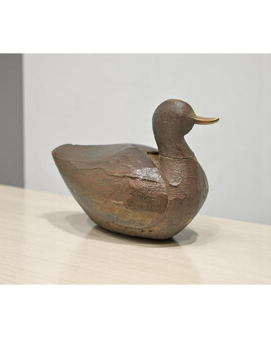 Vintage Wooden Duck Bird Figurine Original Old Hand Carved
