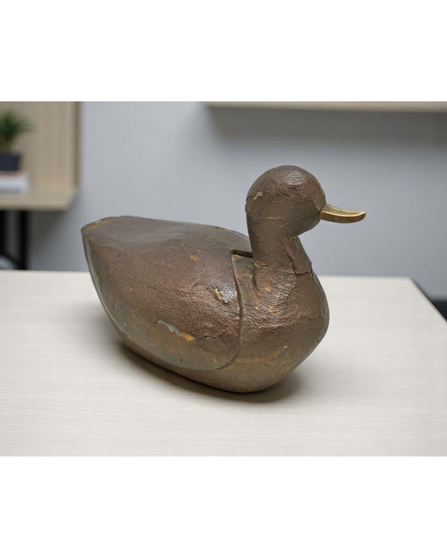 Vintage Wooden Duck Bird Figurine Original Old Hand Carved