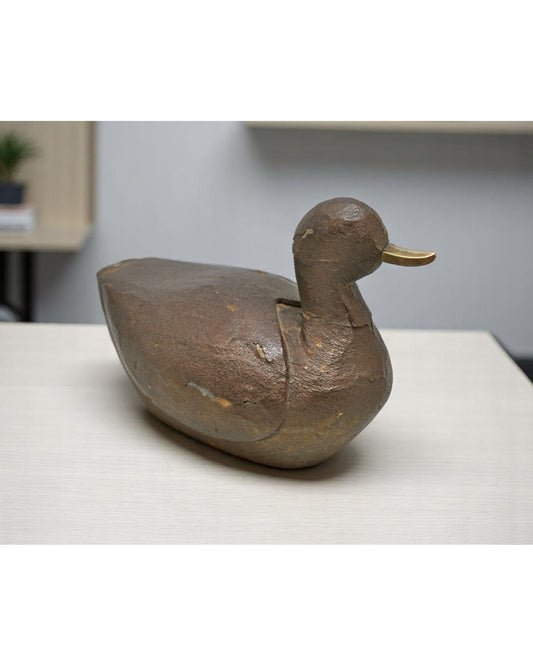 Vintage Wooden Duck Bird Figurine Original Old Hand Carved