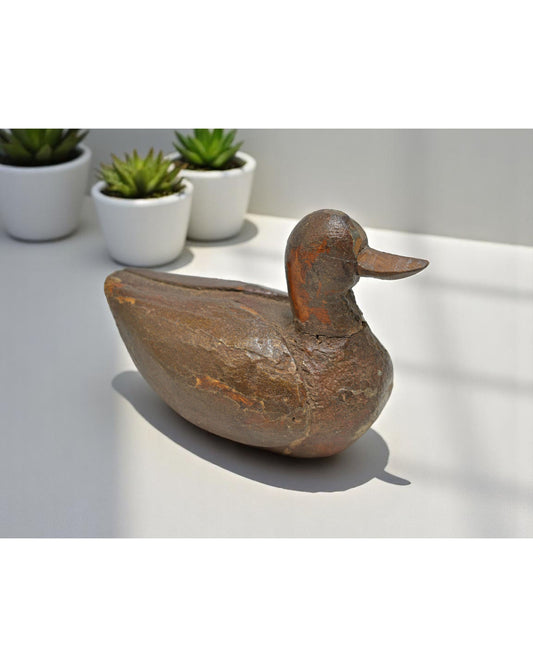 Vintage Wooden Duck Bird Figurine Original Old Hand Carved