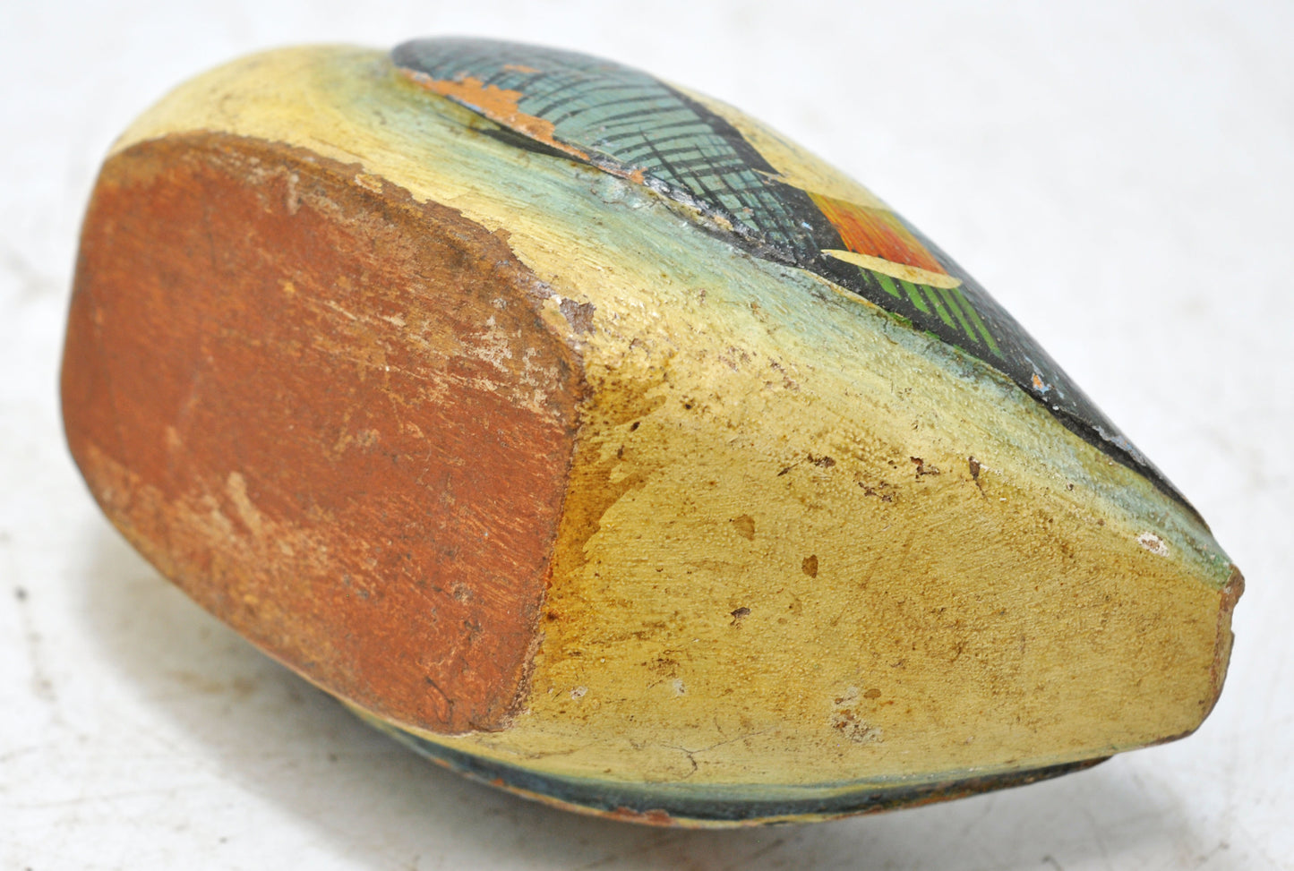Vintage Wooden Duck Bird Figurine Original Old Hand Carved Fine Hand Painted