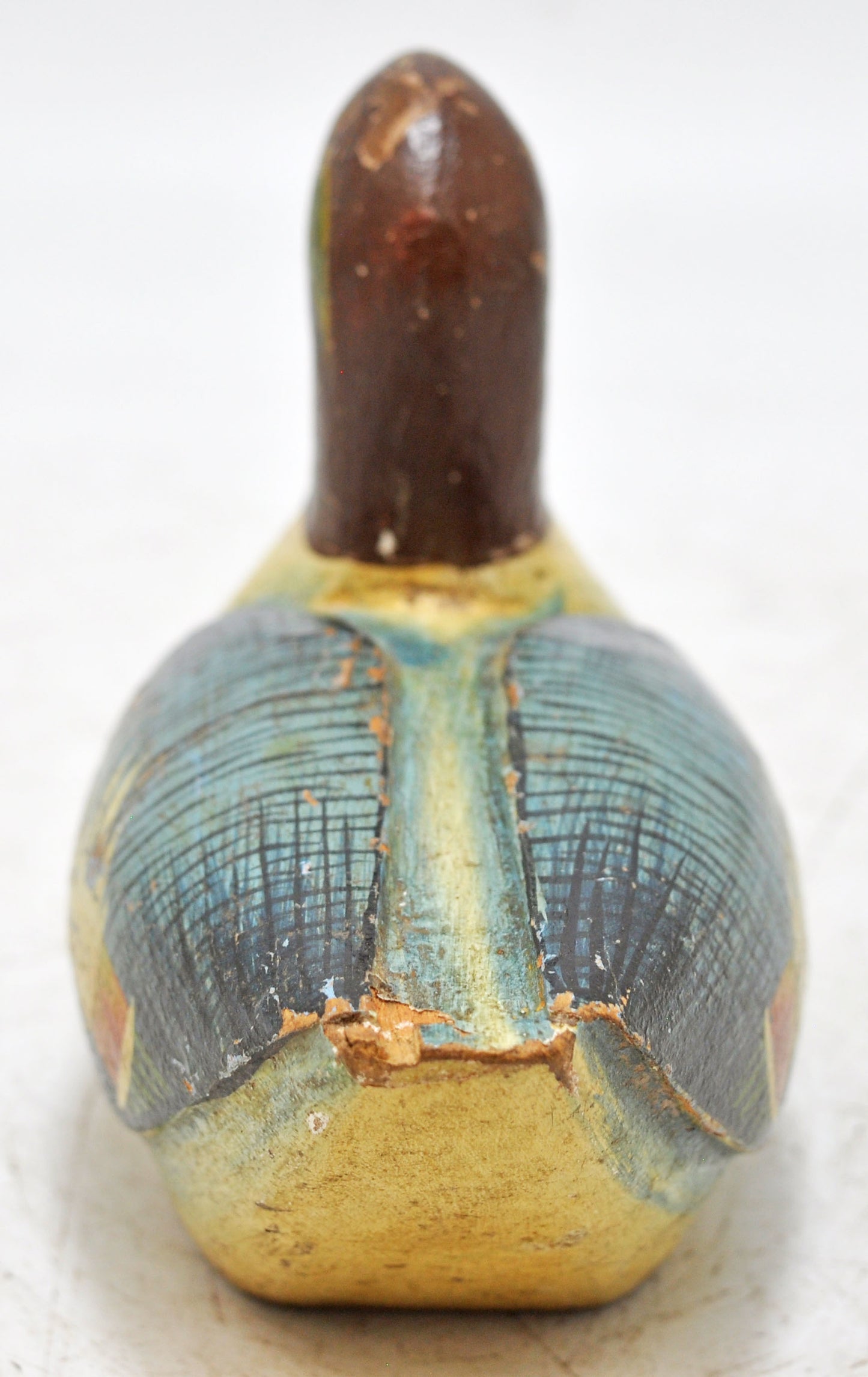 Vintage Wooden Duck Bird Figurine Original Old Hand Carved Fine Hand Painted
