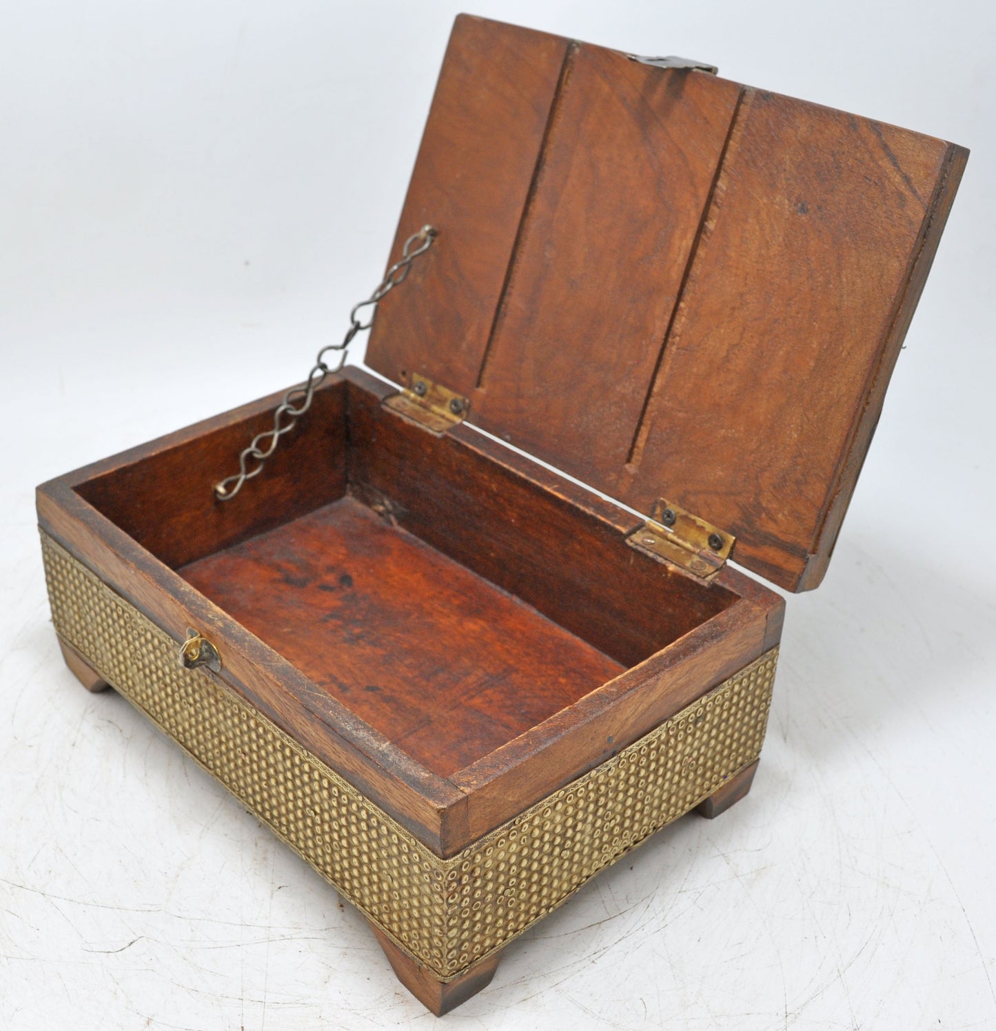 Vintage Wooden Storage Chest Box Original Old Hand Crafted Brass Fitted