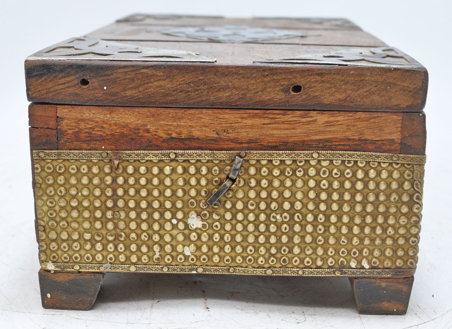 Vintage Wooden Storage Chest Box Original Old Hand Crafted Brass Fitted