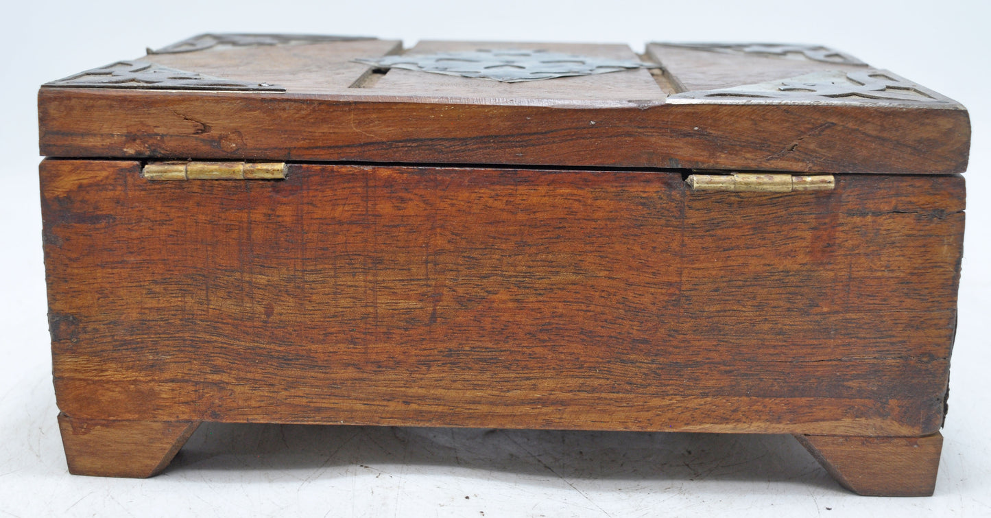 Vintage Wooden Storage Chest Box Original Old Hand Crafted Brass Fitted