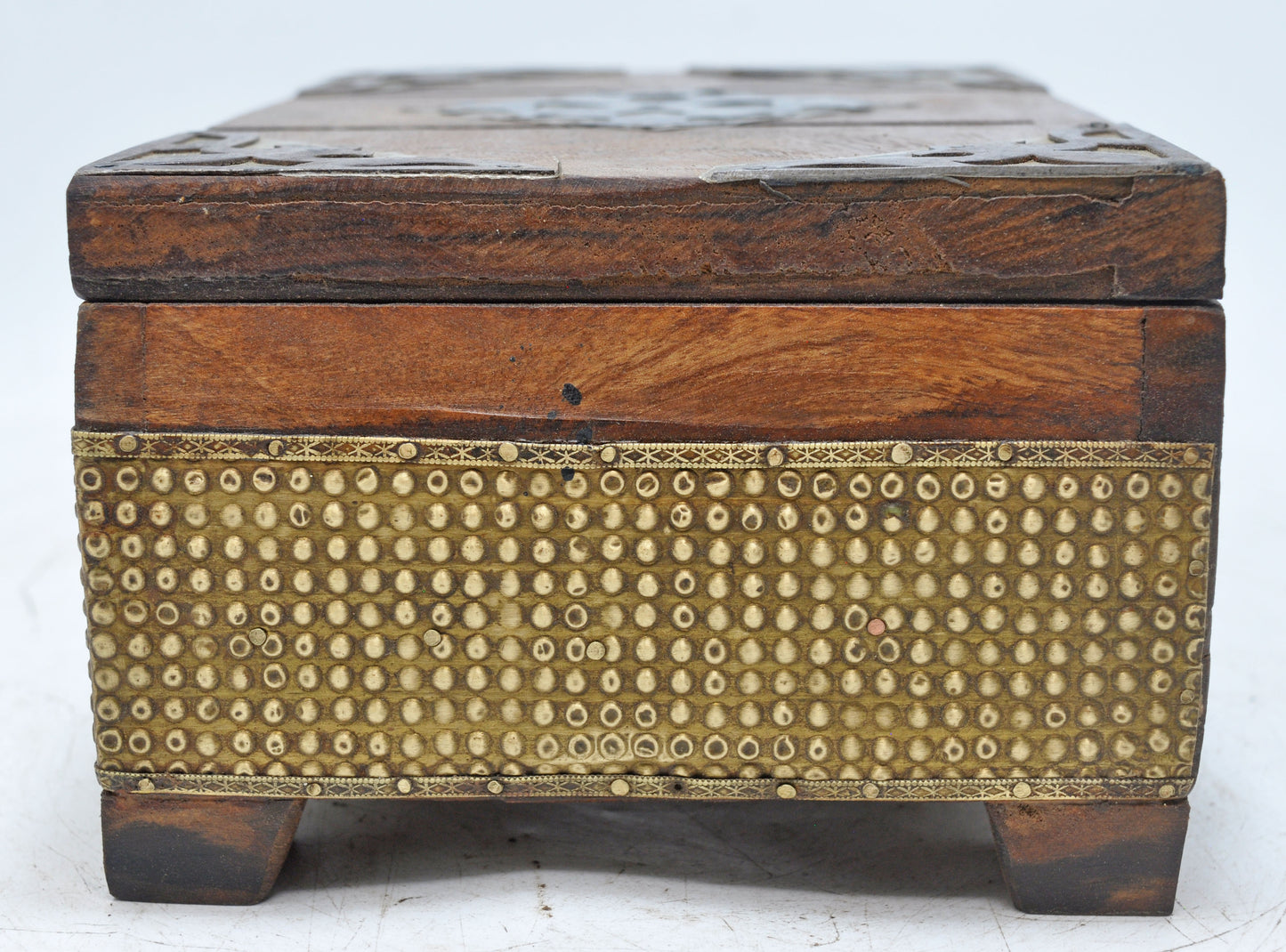 Vintage Wooden Storage Chest Box Original Old Hand Crafted Brass Fitted
