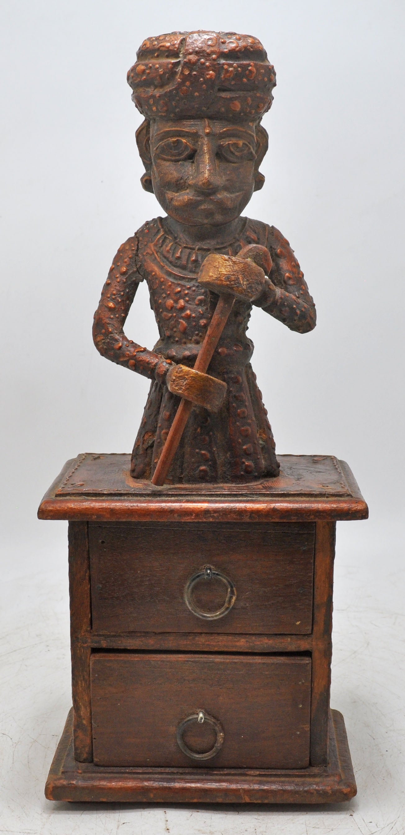 Vintage Wooden Watchman Figurine Drawers Box Original Old Hand Crafted