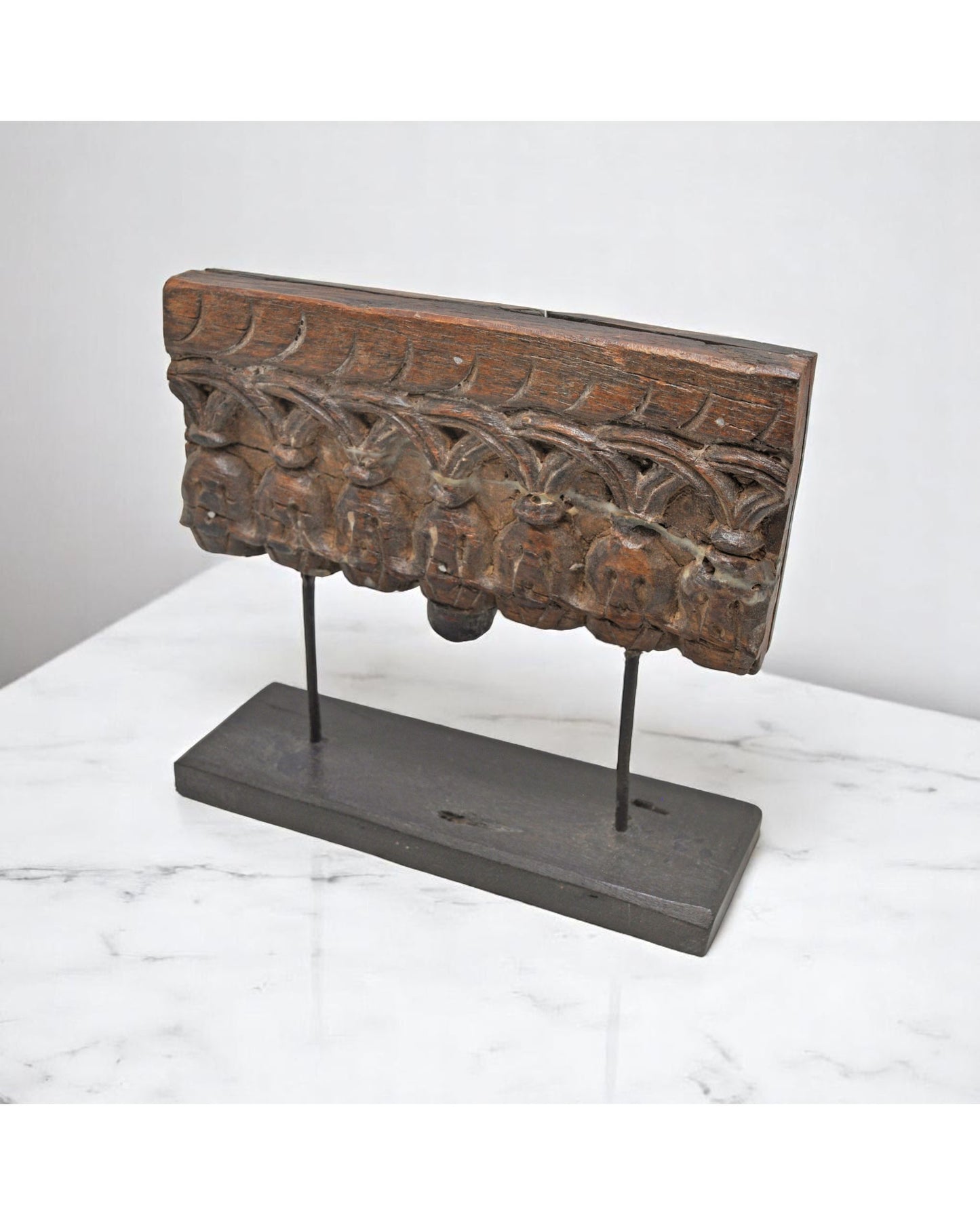 Antique Wooden Floral Carving Panel Plaque Original Old Fine Hand Carved