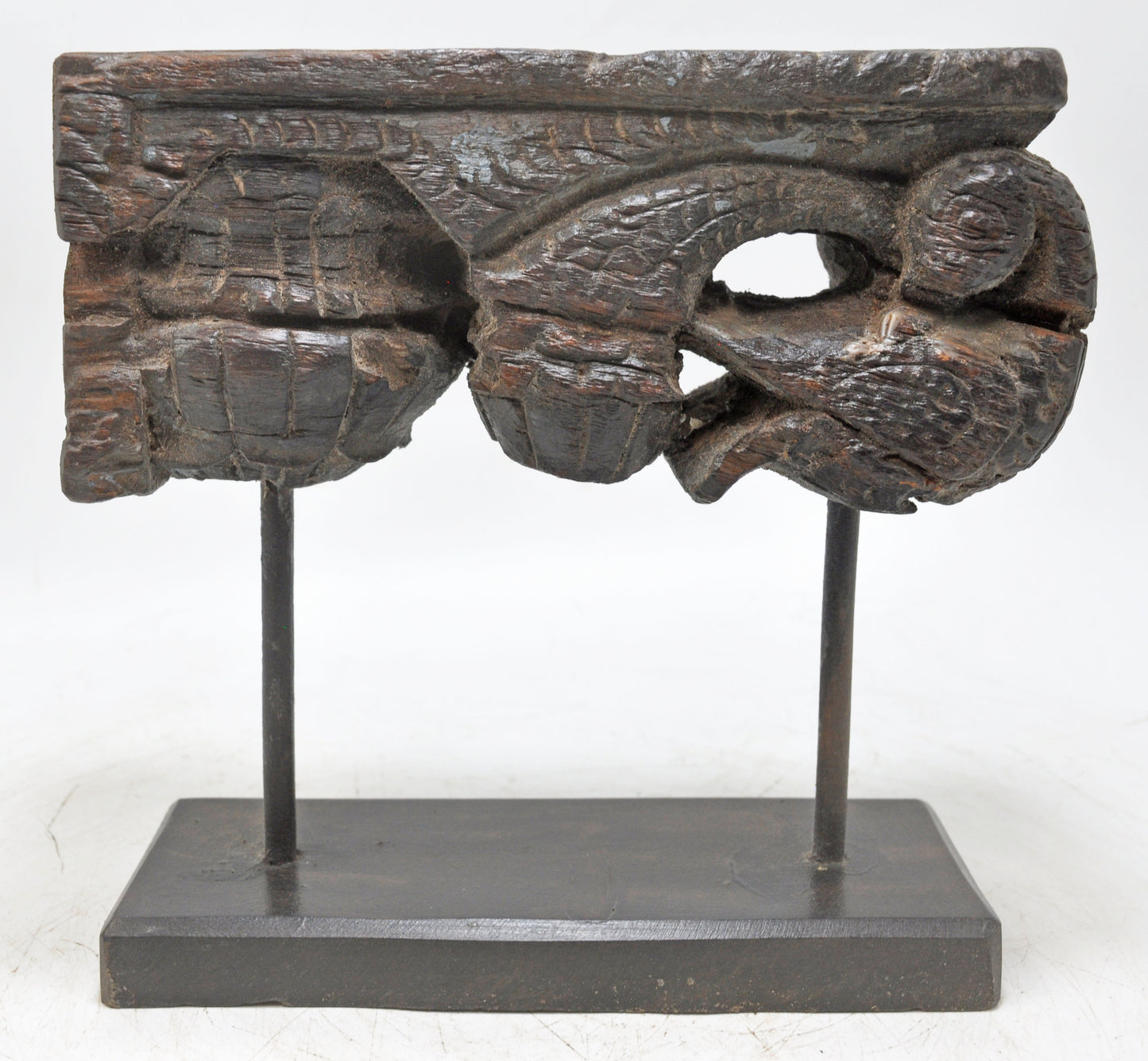 Antique Wooden Peacock Shape Carving Block on Stand Original Old Fine Hand Carved