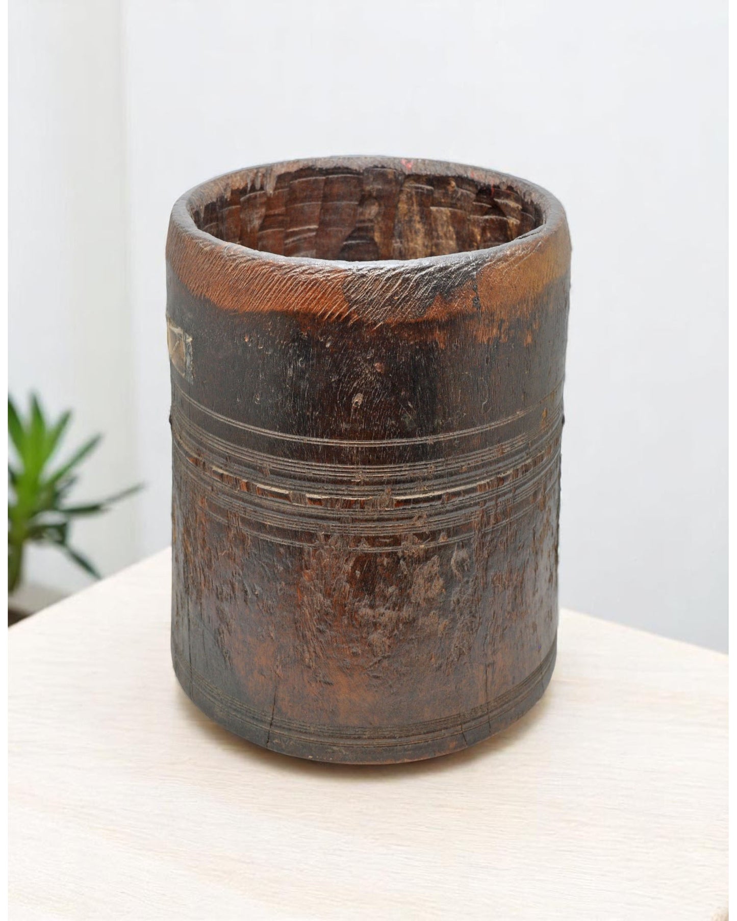 Antique Wooden Grain Measurement Pot Mana Original Old Hand Crafted