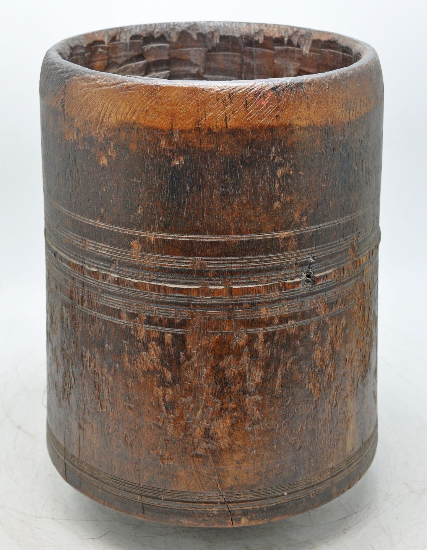 Antique Wooden Grain Measurement Pot Mana Original Old Hand Crafted