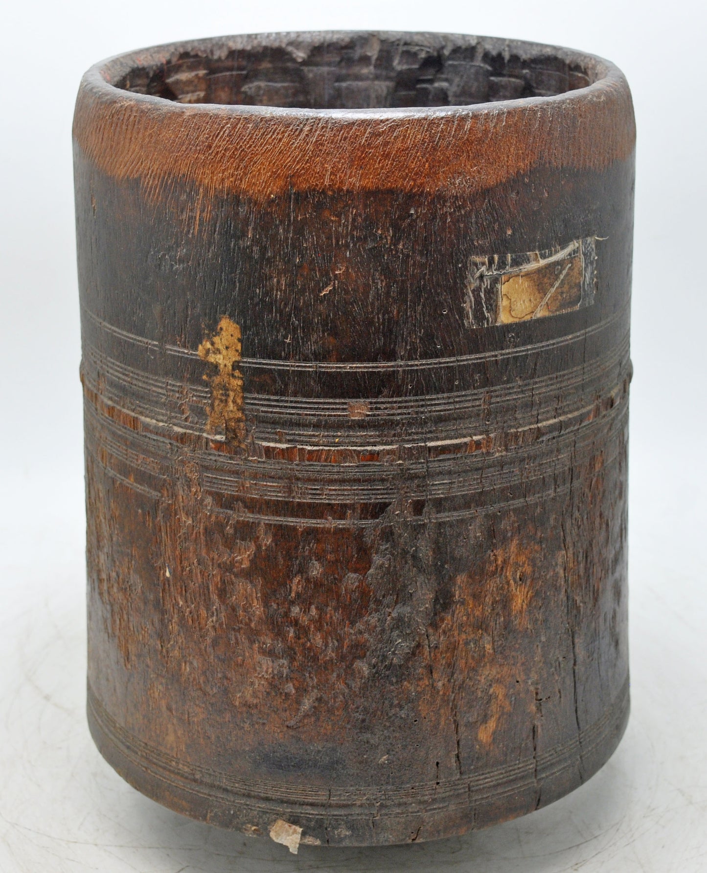 Antique Wooden Grain Measurement Pot Mana Original Old Hand Crafted