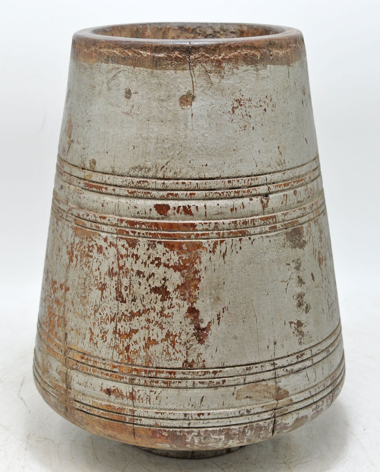 Antique Wooden Grain Measurement Pot Mana Original Old Hand Crafted Polychrome