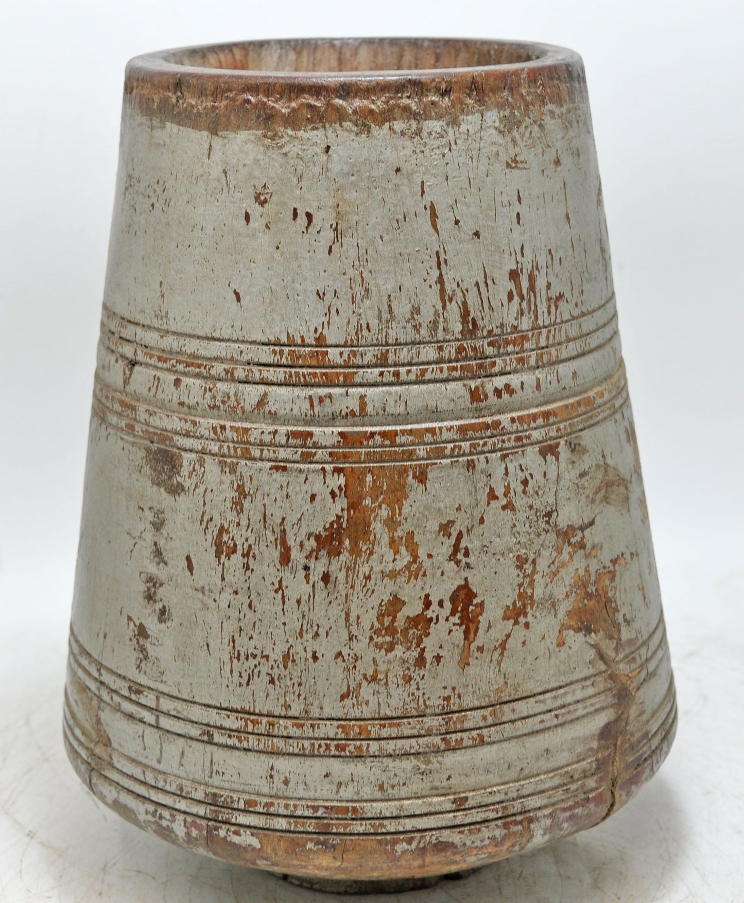 Antique Wooden Grain Measurement Pot Mana Original Old Hand Crafted Polychrome