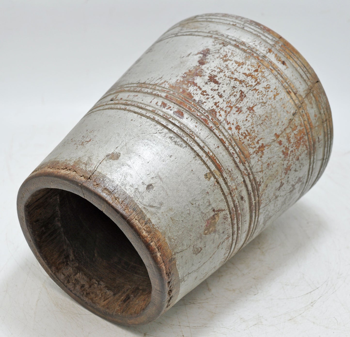 Antique Wooden Grain Measurement Pot Mana Original Old Hand Crafted Polychrome