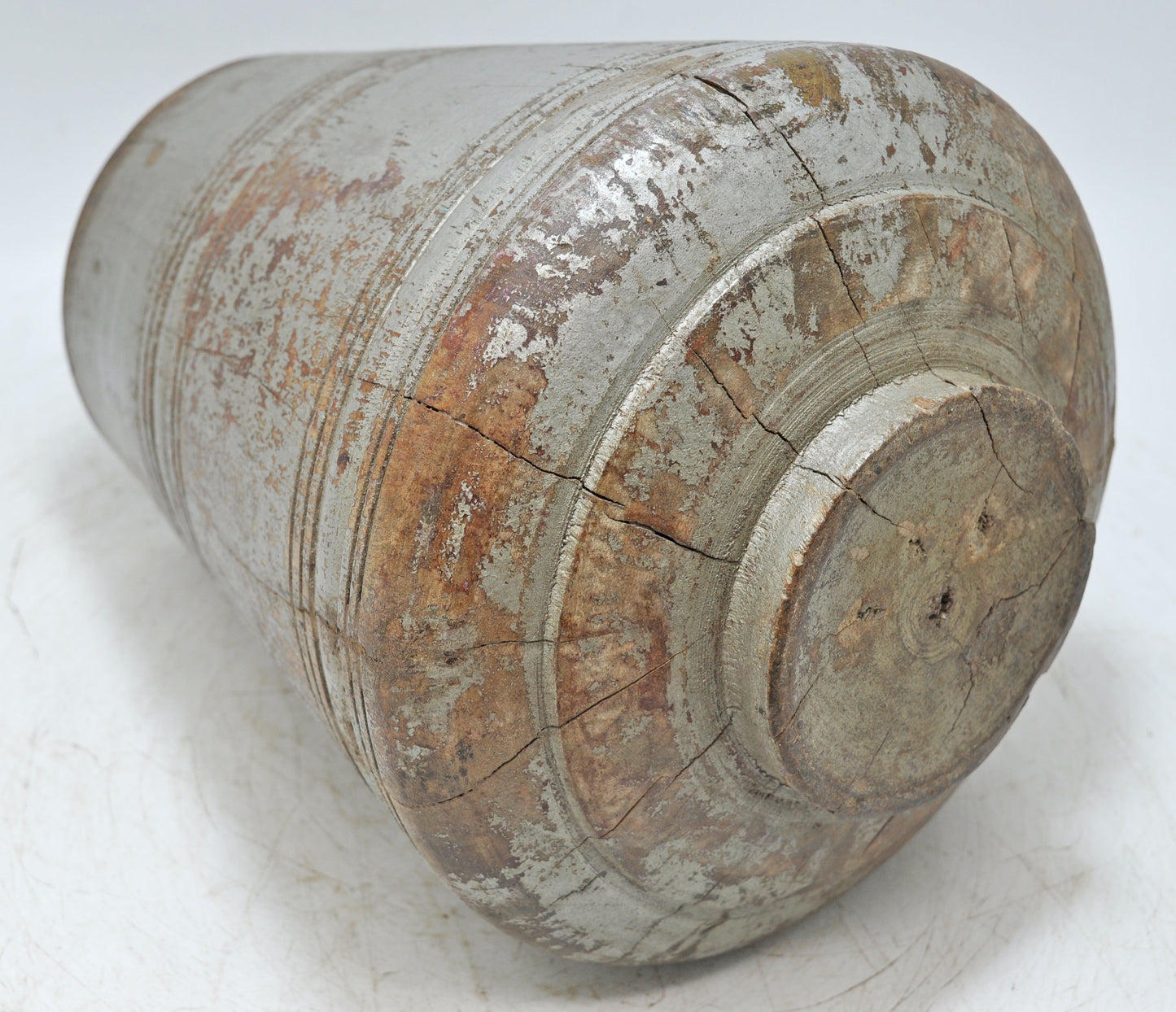 Antique Wooden Grain Measurement Pot Mana Original Old Hand Crafted Polychrome