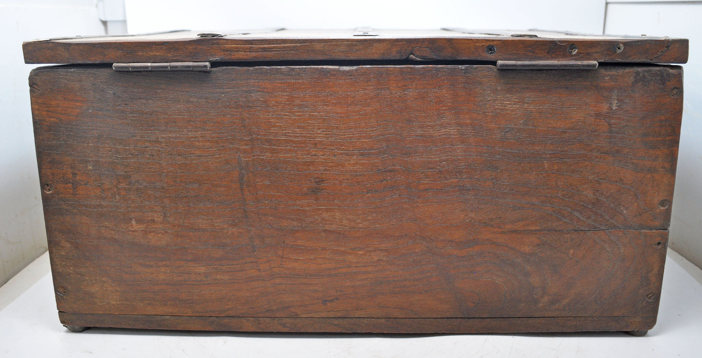 Antique Wooden Large Storage Chest Box Original Old Hand Crafted