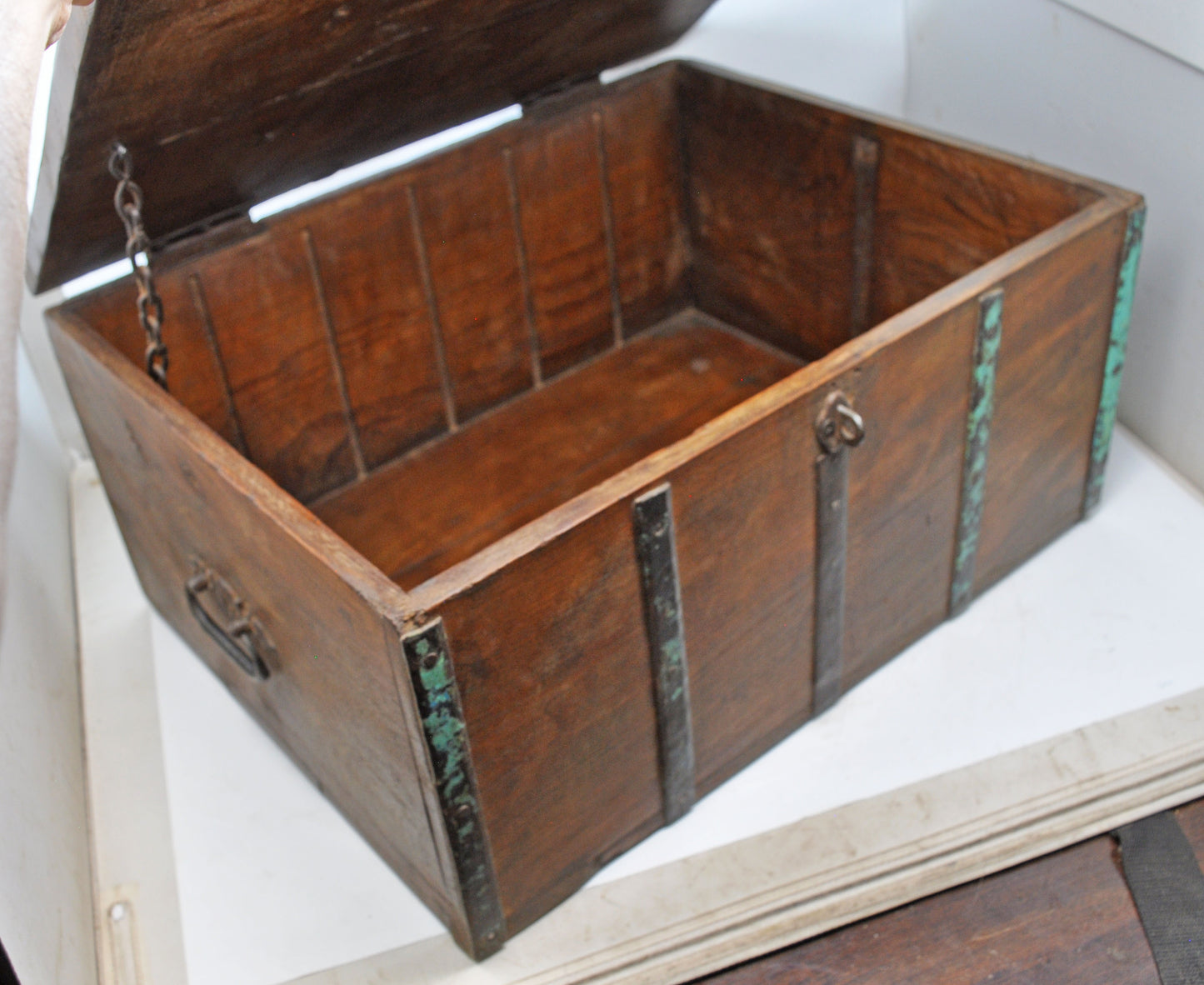 Antique Wooden Large Storage Chest Box Original Old Hand Crafted